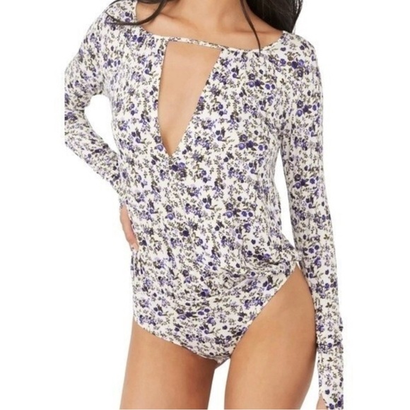 Intimately Free People Kaya  Floral Print Bodysuit sz L - Picture 1 of 6